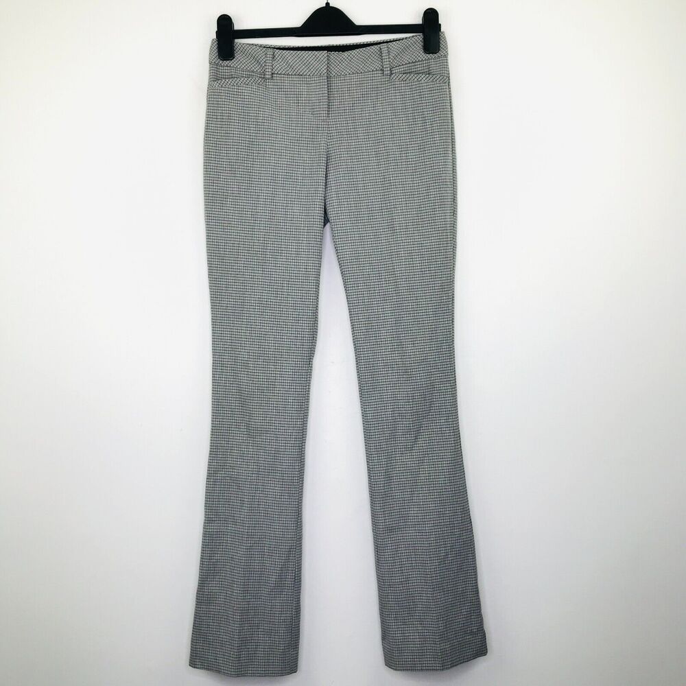 Express Women's 0 Pants Gray Check Pattern Columnist Straight Leg Office BK1